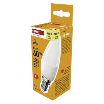Żarówka LED basic candle 8,8 W 60 W 806 lm E14 ww