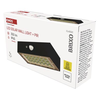 Oprawa LED garden brixo solarna z pir 350 lm nw czarna