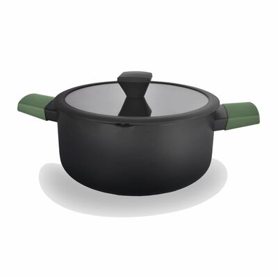 Garnek Sycylia 24 cm 4,5 l zielone uchwyty czarny