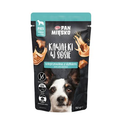 Karma mokra dla psa kawałki w sosie wieprzowina / dzik 150 g Pan Mięsko