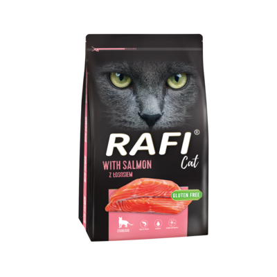Sucha karma dla kotów sterylizowanych z łososiem 7 kg RAFI
