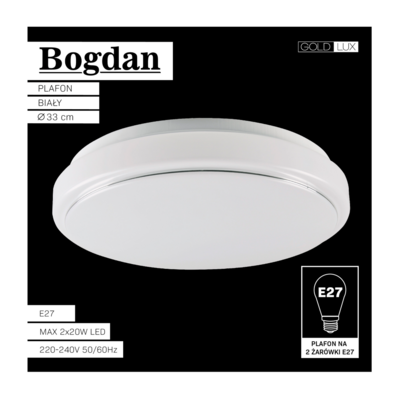 Plafon Bogdan okrągły 2 x E27 biały GOLDLUX