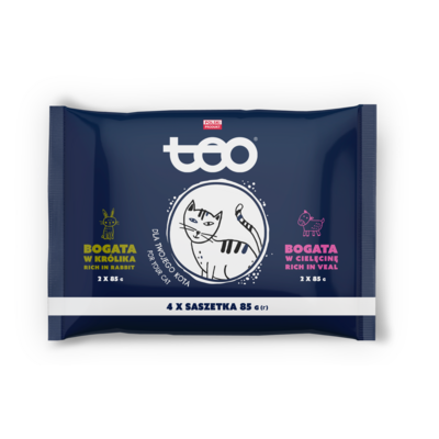 Karma mokra dla kota 4 x 85 g cielęcina i królik TEO