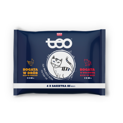 Karma mokra dla kota 4 x 85 g drób i wołowina TEO