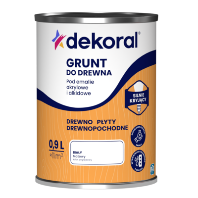 Grunt do drewna pod emalie akrylowe i alkidowe biały 0,9 l Dekoral