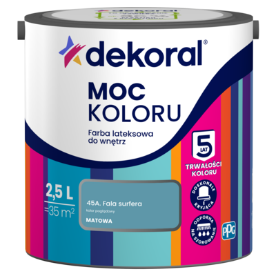 Farba lateksowa do wnętrz MOC KOLORU Fala surfera 2,5 l Dekoral