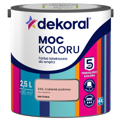 Farba lateksowa do wnętrz MOC KOLORU Cukierek pudrowy 2,5 l Dekoral
