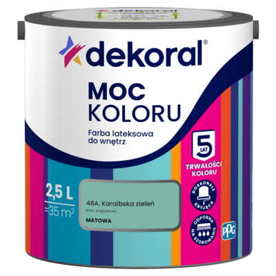 Farba lateksowa do wnętrz MOC KOLORU Karaibska zieleń 2,5 l Dekoral