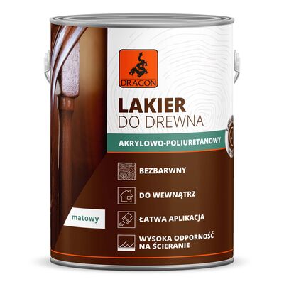 Lakier akrylowo-poliuretanowy do drewna 2,5 l matowy metal DRAGON