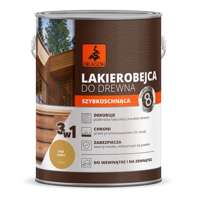 Lakierobejca do drewna szybkoschnąca 2,5 l dąb jasny DRAGON