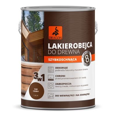 Lakierobejca do drewna szybkoschnąca 2,5 l dąb ciemny DRAGON