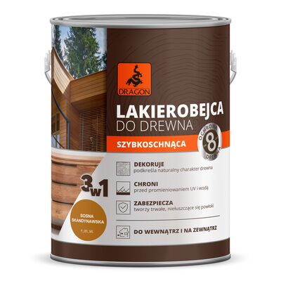 Lakierobejca do drewna szybkoschnąca 2,5 l sosna skandynawska DRAGON