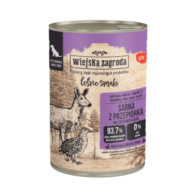 Karma mokra dla psa sarna z przepiórką 400 g Wiejska Zagroda