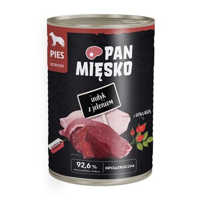 Karma mokra dla psa Indyk z jeleniem 400 g Pan Mięsko
