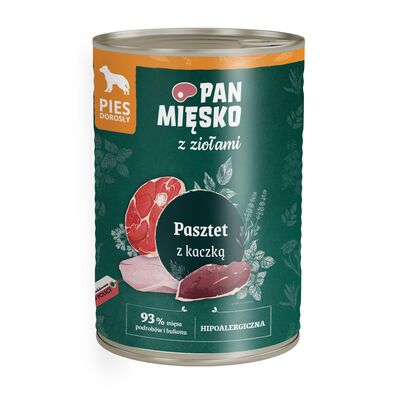 Karma mokra dla psa pasztet z kaczką 0,4 kg Pan Mięsko