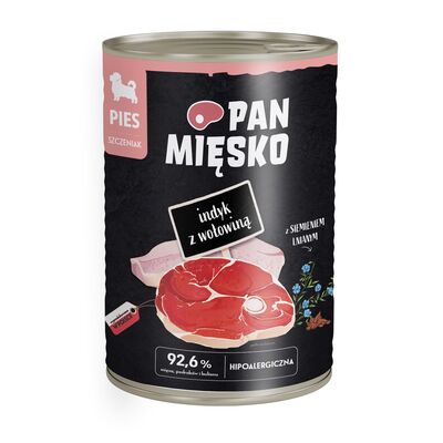 Karma mokra dla psa Indyk z wołowiną 400 g Pan Mięsko