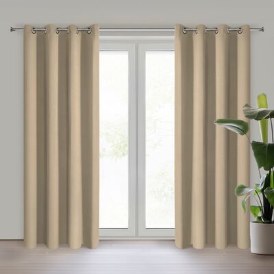 Zasłona gotowa Nerisa 140 x 250 cm przelotki beżowy