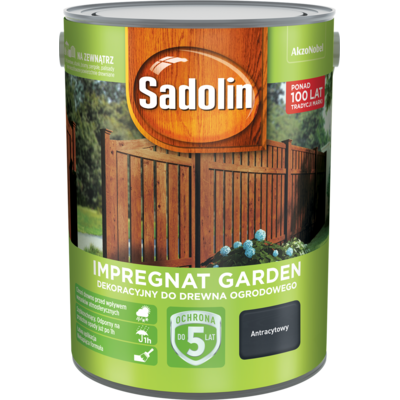 Impregnat dekoracyjny do drewna ogrodowego Garden Antracytowy 5 l Sadolin