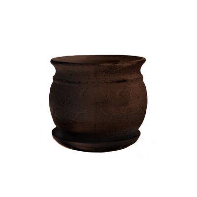 Doniczka ceramiczna z podstawką kamień 35 x 39 cm brąz mat symbol 816