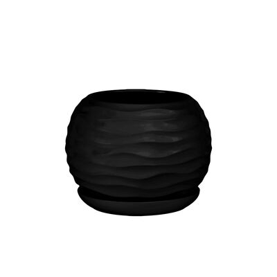 Doniczka ceramiczna z podstawką kula duna 16 x 14 cm czarny mat symbol 2024