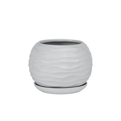 Doniczka ceramiczna z podstawką kula duna 16 x 14 cm szary mat symbol 2024
