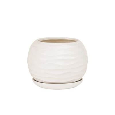 Doniczka ceramiczna z podstawką kula duna 16 x 14 cm krem mat symbol 2024