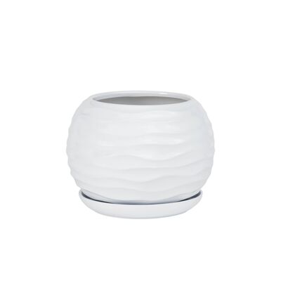 Doniczka ceramiczna z podstawką kula duna 20 x 18 cm biały mat symbol 2025