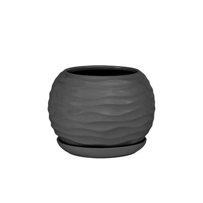 Doniczka ceramiczna z podstawką kula duna 29 x 23 cm grafit mat symbol 2028