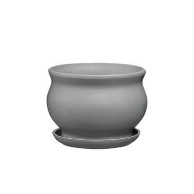 Doniczka ceramiczna z podstawką kokarda 17 x 23,5 cm szary mat symbol 660