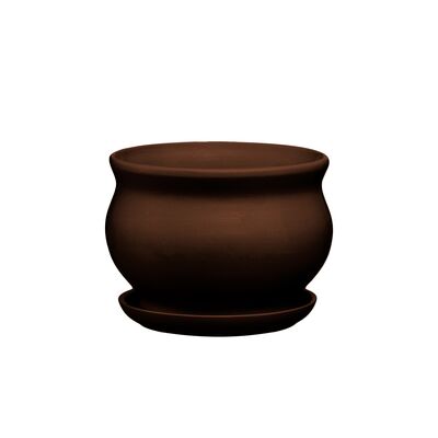 Doniczka ceramiczna z podstawką kokarda 13 x 17,5 cm brąz mat symbol 661