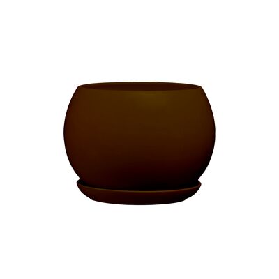 Doniczka ceramiczna z podstawką kula 11 x 13 cm brąz mat symbol 632