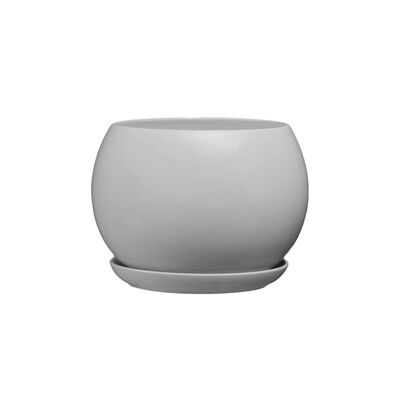 Doniczka ceramiczna z podstawką kula 17 x 21 cm szary mat symbol 630