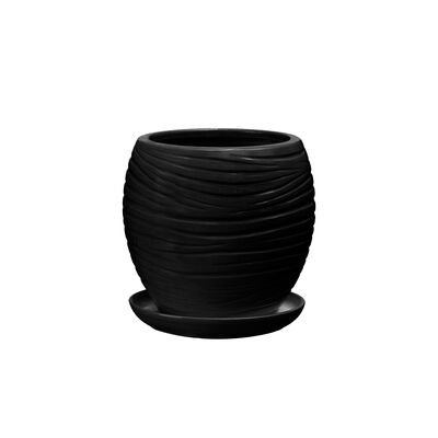 Doniczka ceramiczna z podstawką naomi 22 x 19 cm czarny mat symbol 1012
