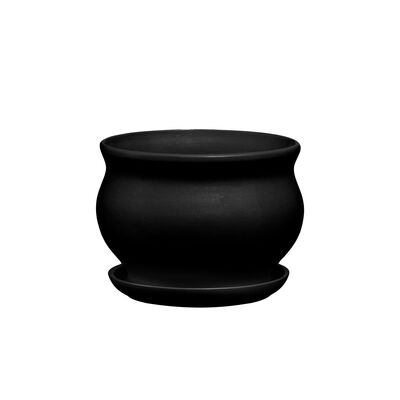 Doniczka ceramiczna z podstawką kokarda 17 x 23,5 cm czarny mat symbol 660