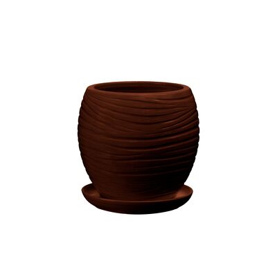 Doniczka ceramiczna z podstawką naomi 22 x 19 cm brąz mat symbol 1012