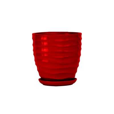 Doniczka ceramiczna z podstawką duna 28 x 25,5 cm czerwony połysk symbol 3013