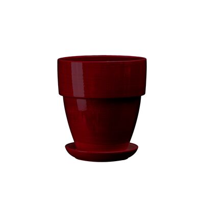 Doniczka ceramiczna z podstawką tina 20 x 18,5 cm bordowy połysk symbol 018