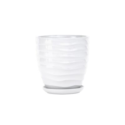 Doniczka ceramiczna z podstawką duna 28 x 25,5 cm biały (odcień szary) połysk symbol 3013