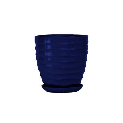 Doniczka ceramiczna z podstawką duna 28 x 25,5 cm granatowy połysk symbol 3013