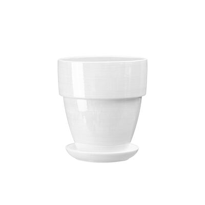 Doniczka ceramiczna z podstawką tina 20 x 18,5 cm biały (odcień szary) połysk symbol 018