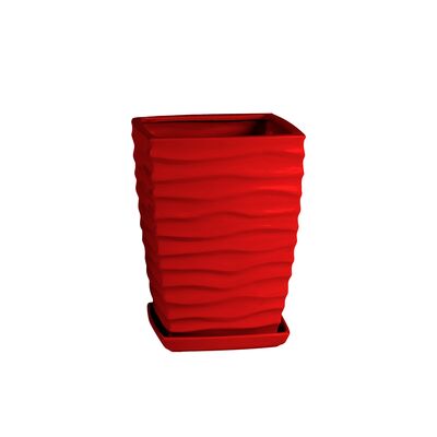 Doniczka ceramiczna z podstawką kwadrat duna 26 x 18 cm czerwony połysk symbol 040