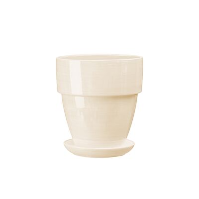Doniczka ceramiczna z podstawką tina 20 x 18,5 cm krem połysk symbol 018