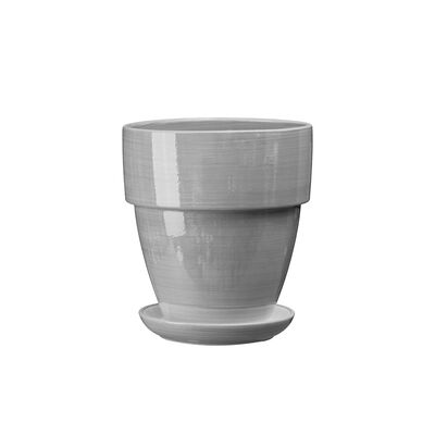 Doniczka ceramiczna z podstawką tina 20 x 18,5 cm szary połysk symbol 018
