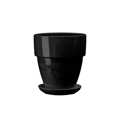 Doniczka ceramiczna z podstawką tina 20 x 18,5 cm czarny połysk symbol 018