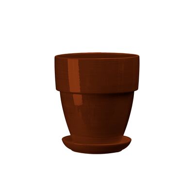 Doniczka ceramiczna z podstawką tina 23 x 22 cm brąz połysk symbol 019