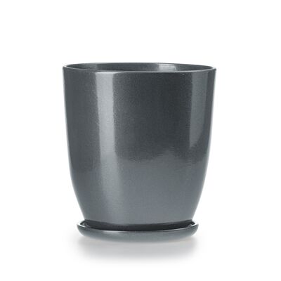 Doniczka klasik wysoki 4 szary połysk 24,5 x 26,5 cm