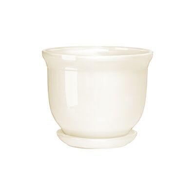 Doniczka ceramiczna z podstawką grecka 13 x 15,5 cm krem połysk symbol 643
