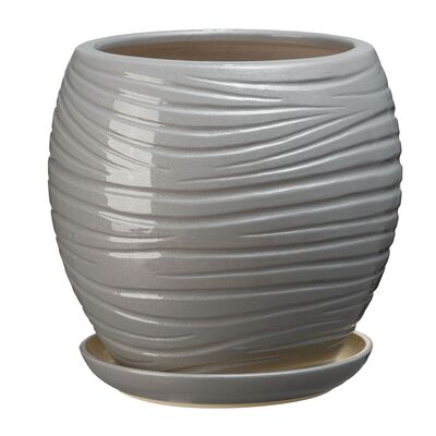 Doniczka ceramiczna z podstawką naomi 44 x 40 cm szary połysk symbol 1014