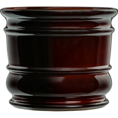 Doniczka ceramiczna z podstawką beczka brąz 14 x 15 cm