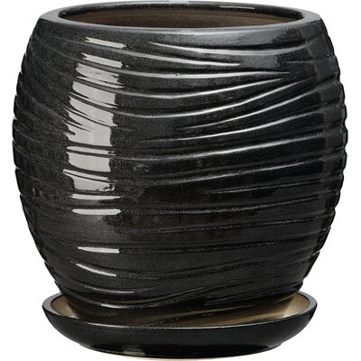 Doniczka ceramiczna z podstawką naomi 26 x 26 cm antracyt połysk symbol 1013